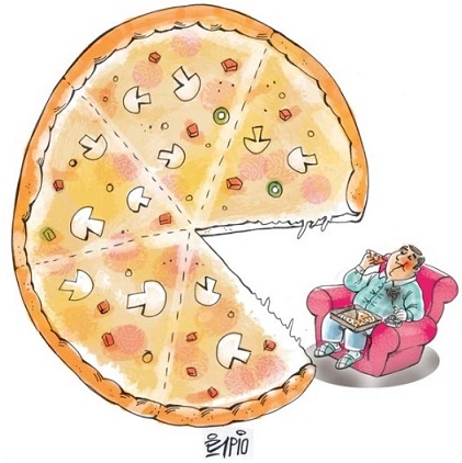 خطر پیتزا! (کاریکاتور)
