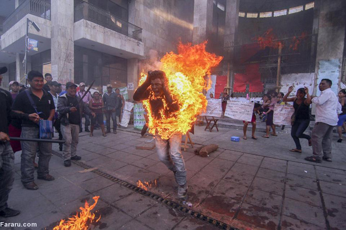 خودسوزی معترض مکزیکی (+عکس)