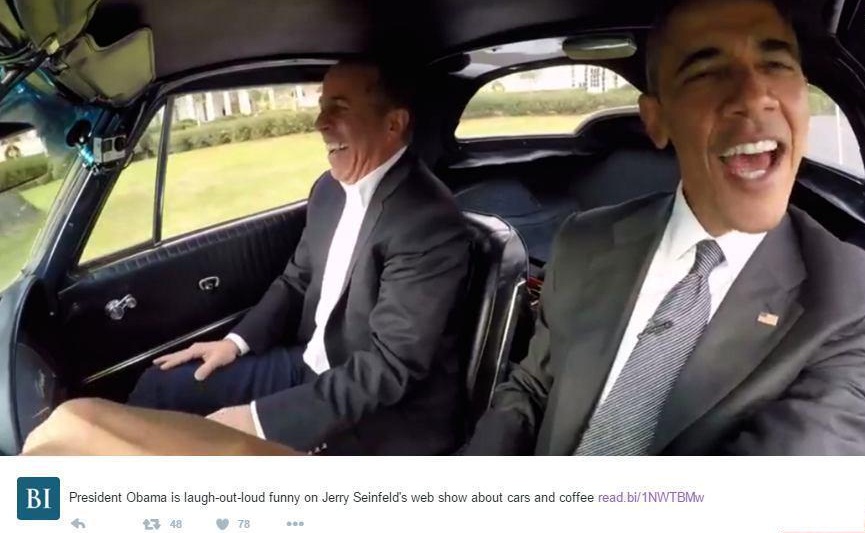 ذوق زدگی اوباما هنگام رانندگی (عکس)