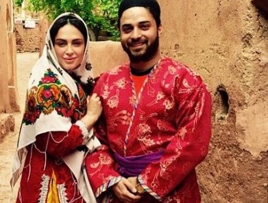 بابک جهانبخش و همسرش در لباس محلی ابیانه(عکس)