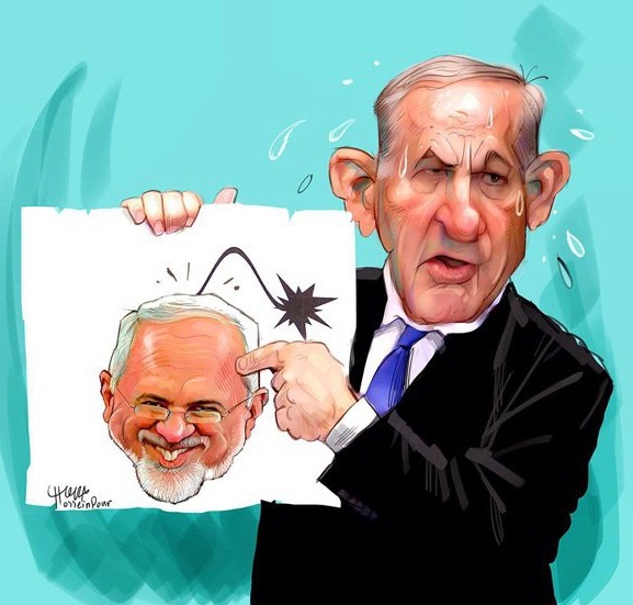عصبانیت نتانیاهو از ظریف (کاریکاتور)