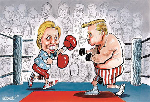 بزن بزن هیلاری و ترامپ! (کاریکاتور)