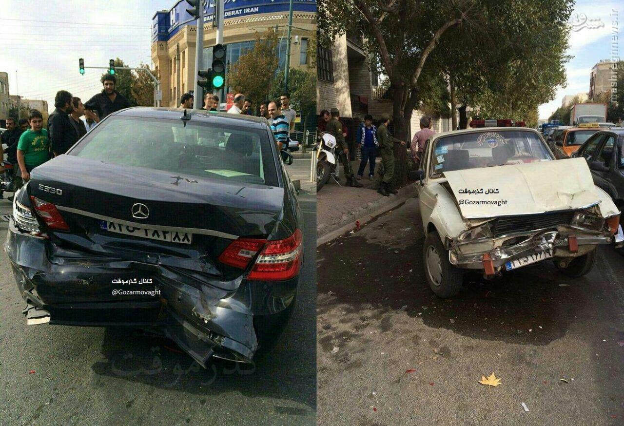 تصادف شدید مرسدس بنز در قزوین(عکس)