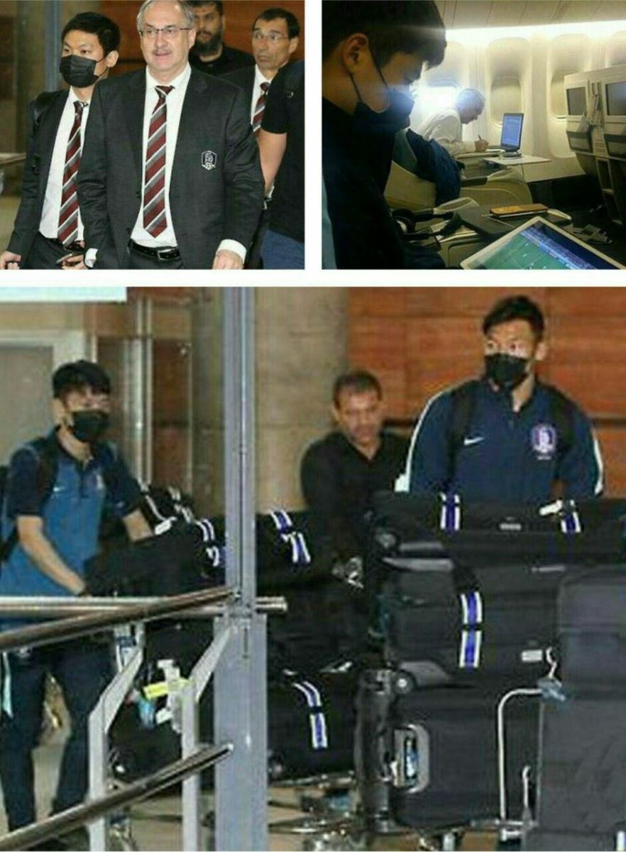 بازیکنان کره‌جنوبی با ماسک مشکی وارد ایران شدند!(+عکس)