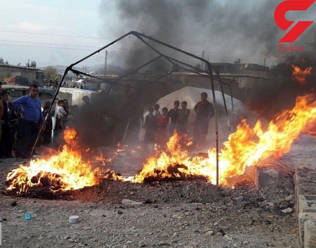 آتش به جان چادرهای زلزله زدگان کرمانشاه افتاد