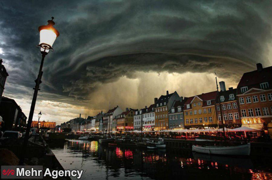 تصویری شگفت انگیز از بارش باران در دانمارک