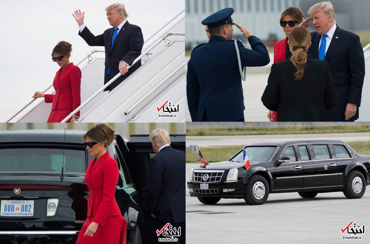 ورود دونالد ترامپ به همراه همسرش به پاریس (عکس)
