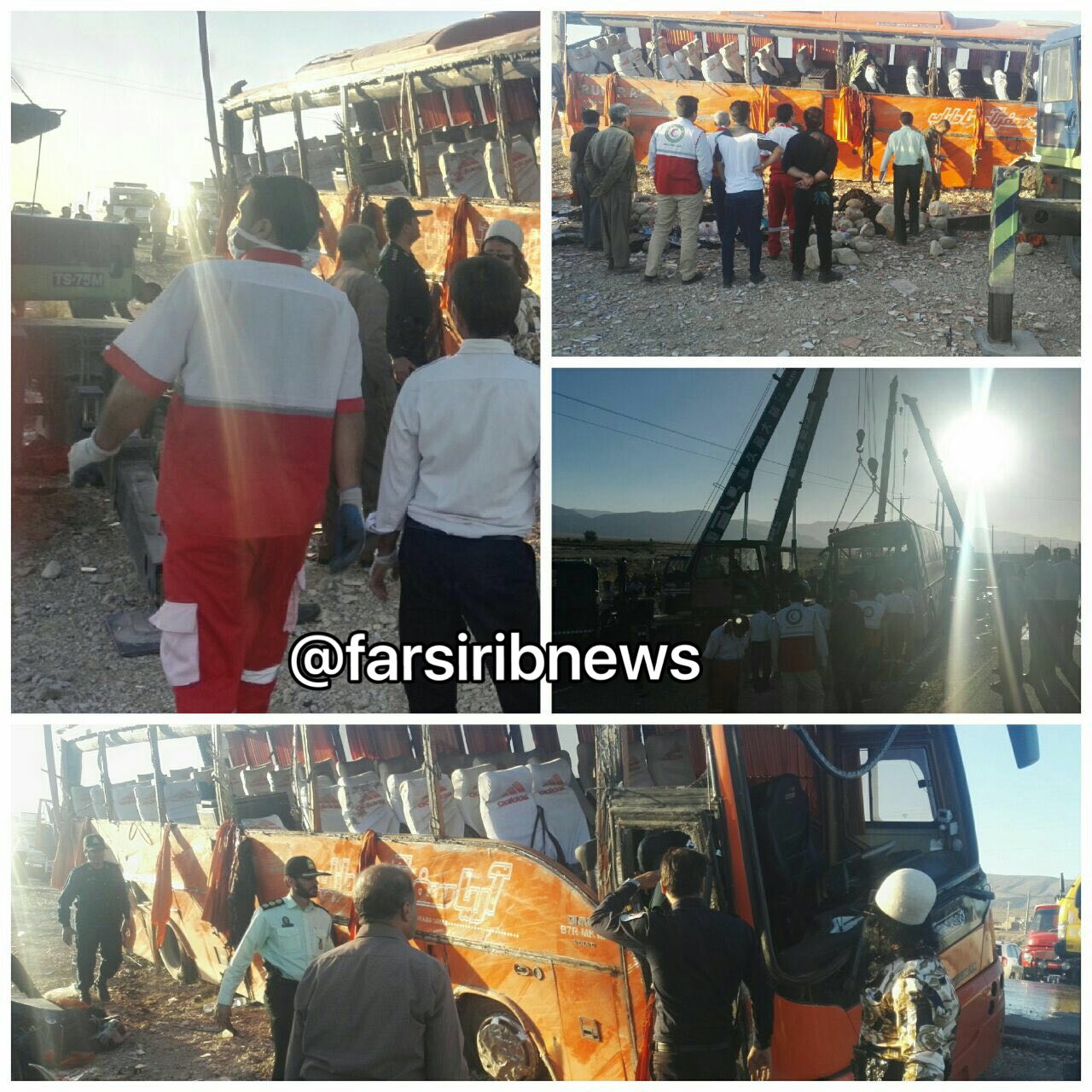 45 کشته و زخمی در حادثه واژگونی اتوبوس دانش آموزان دختر ( +عکس)