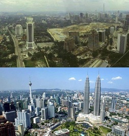 کوالالامپور مالزی در ۱۹۹۰ و اکنون
